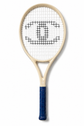 Chanel Tennis racket with a blue handle on a white background