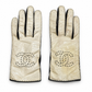 Chanel two-tone CC gloves featuring the iconic CC logo and stylish design
