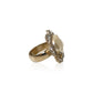 Chanel white CC ring with rhinestones, close-up detail view