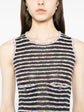 Chanel multicolour sleeveless striped dress with a fitted silhouette and vibrant horizontal stripes, perfect for stylish summer wear.