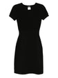 Black Chanel short-sleeve wool dress with a fitted silhouette, showcasing a classic elegant design perfect for stylish occasions.