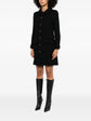 Black Chanel wool tweed coat, stylish women&