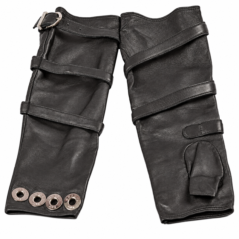 Black Chanel lambskin long fingerless gloves with a sleek, elegant design, featuring a smooth texture and stylish fit.