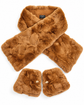 Chanel caramel Orylag fur scarf featuring soft, luxurious fur in warm caramel color, styled as a fashionable accessory.