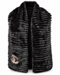 Black wool and Orylag scarf by Chanel featuring soft fabric and elegant design, worn around the neck.