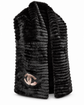 Black wool and Orylag Chanel scarf featuring a luxurious design, displayed flat with intricate fabric details visible.