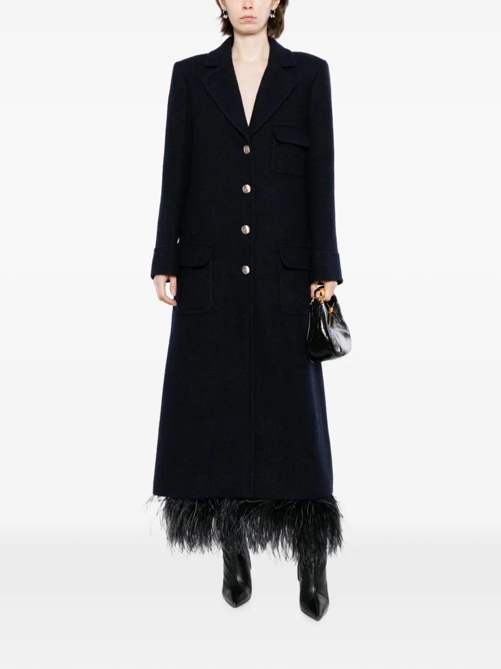Navy Wool Coat - view 2 Chanel