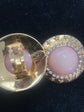 Chanel coral cabochon earrings, detail of gold-toned clip-on fastening