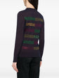 Dark plum Chanel rhinestone striped knit jumper, stylish tops with fine-knit texture and sparkling embellishments.