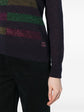Chanel dark plum rhinestone striped jumper, a stylish knit top with intricate embellishments and fine craftsmanship.