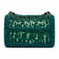 Green Chanel Tweed Braid Sequin Mini Rectangular Flap Bag with gold hardware and chain strap, elegant handbag for evening wear.