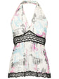 Chanel ivory silk halter neck top from the 2007 Graffiti Line collection, featuring a stylish and elegant design.