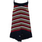 Chanel multicolour striped knit midi skirt with fringe detail, featuring vibrant vertical stripes and a relaxed fit.