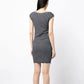 Chanel navy and white jacquard boat-neck dress, elegant and stylish, featuring a classic design with intricate woven pattern.