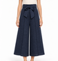 Navy Chanel wide-leg culottes trousers with a high waist and flowing silhouette, tailored for a stylish, modern look.