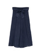 Pre-owned navy Chanel wide-leg culottes with a high waist and flowing silhouette, front view showing tailored design and fabric texture.