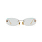 Chanel rimless sunglasses with sleek, minimalist design and tinted lenses, stylish eyewear for a modern look.
