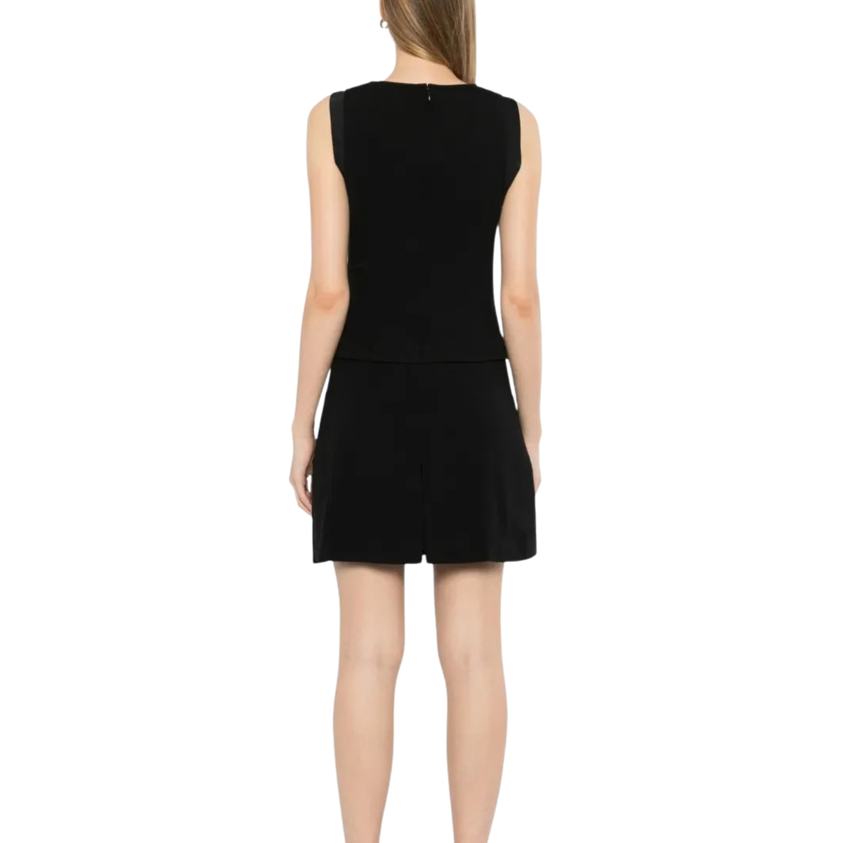 Chanel sleeveless Camellia wool mini dress, elegant dress with floral accents, featuring a fitted silhouette and classic design.