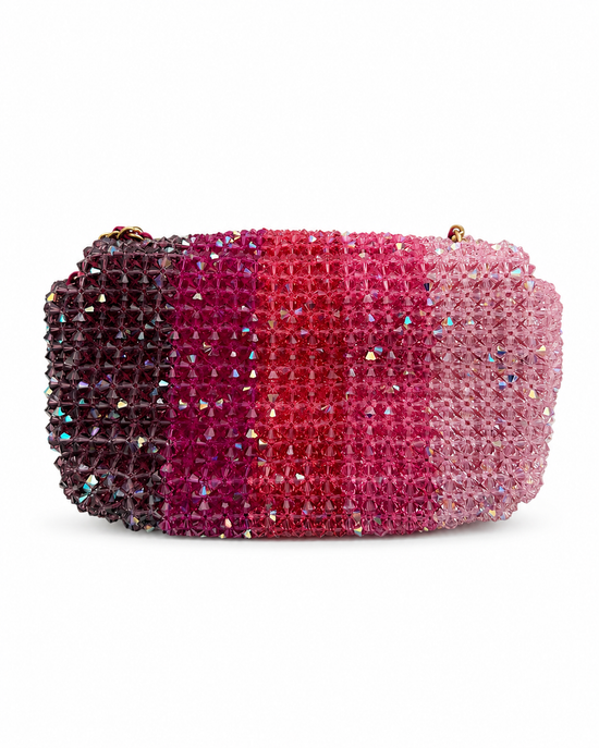 Chanel Beaded Ombre Mini Flap Clutch from the S/S 2020 collection with sparkling Swarovski beads and a sleek design.