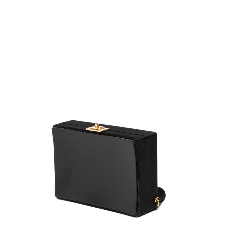 Chanel tassel vanity case, side view of the rectangular case