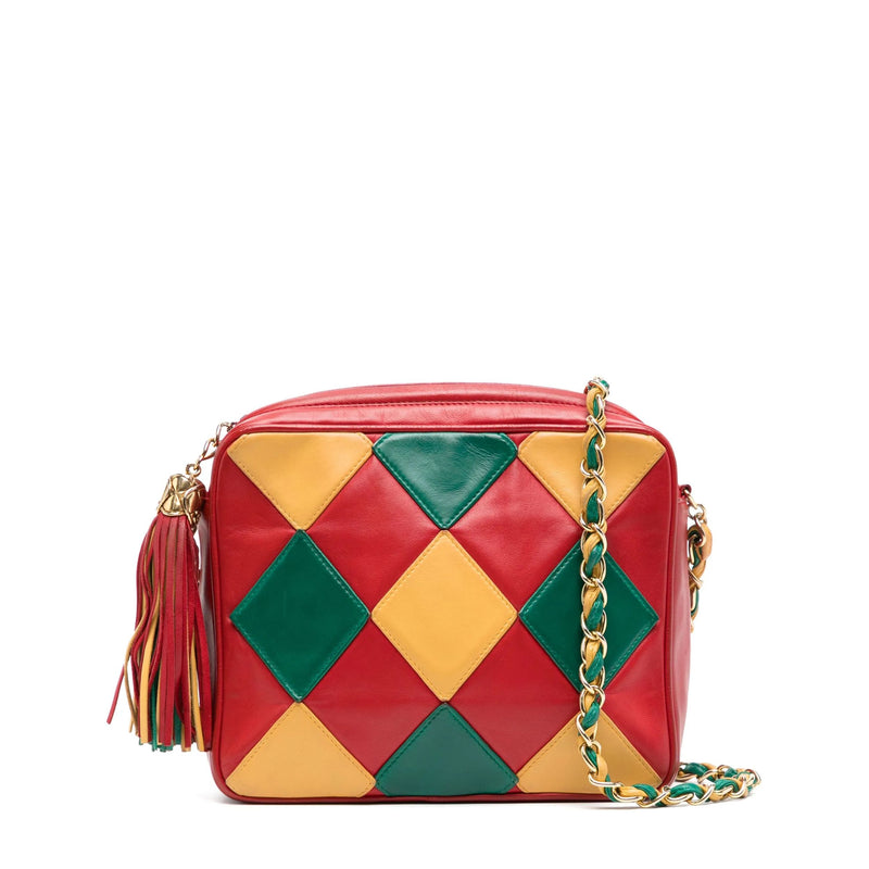 Chanel vintage harlequin tassel bag, front view