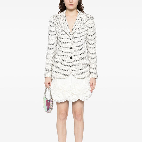 Chanel monochrome white and black textured tweed blazer, stylish blazer and jacket for sophisticated fashion.