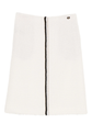 Chanel 2020 cream tweed knee-length skirt with classic tailored design and textured fabric, suitable for elegant casual wear.
