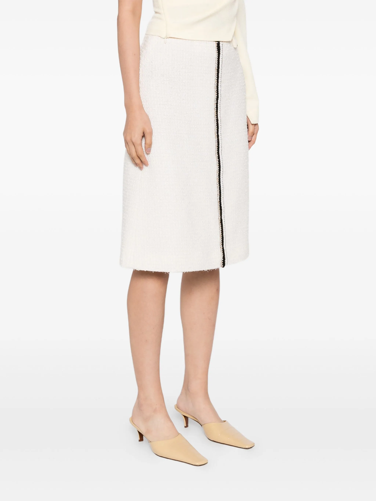 White Chanel 2020 cream tweed knee-length skirt, elegant and classic skirt from Chanel&