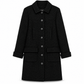 Chanel wool tweed coat with classic collar and tailored fit, displayed on a hanger against a neutral background.