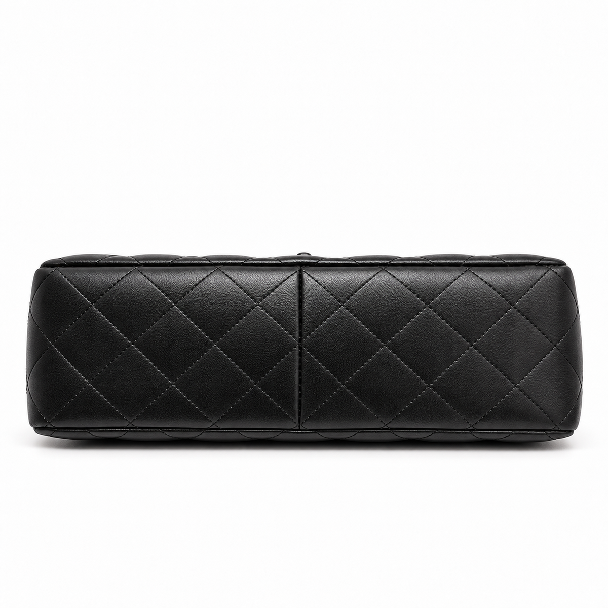 Chanel Classic Quilted Jumbo Double Flap So Black Lambskin Shoulder Bag with crumpled texture and silver hardware.