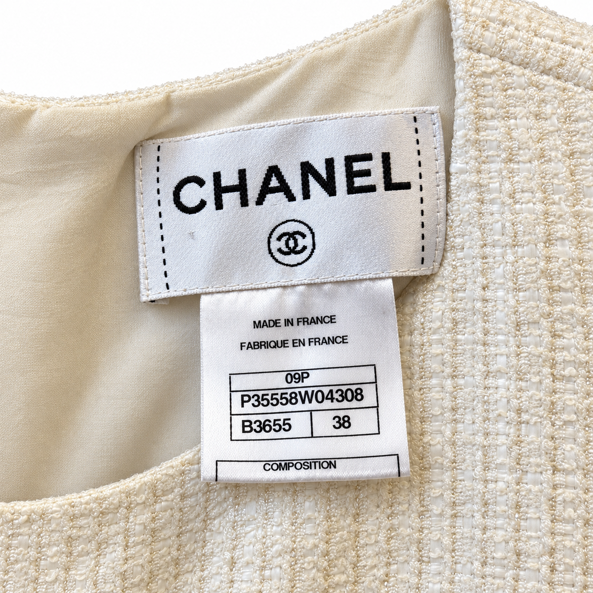 Chanel 2009 colour-block dress featuring bold geometric patterns and a stylish fit, perfect for elegant occasions.