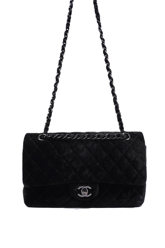 Medium Double Flap Black Velvet