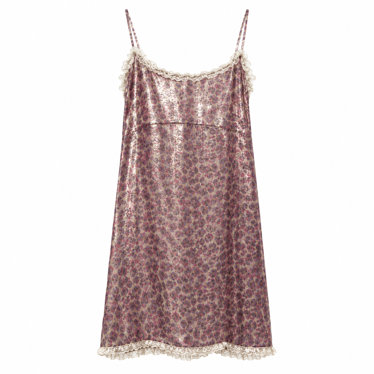 Miu Miu leopard print dress showing a stylish front view with bold cheetah pattern and elegant design.