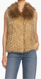 Chloé Mongolian lamb fur gilet in soft, plush fur with a sleeveless coat design, showcasing luxurious texture and neutral color.