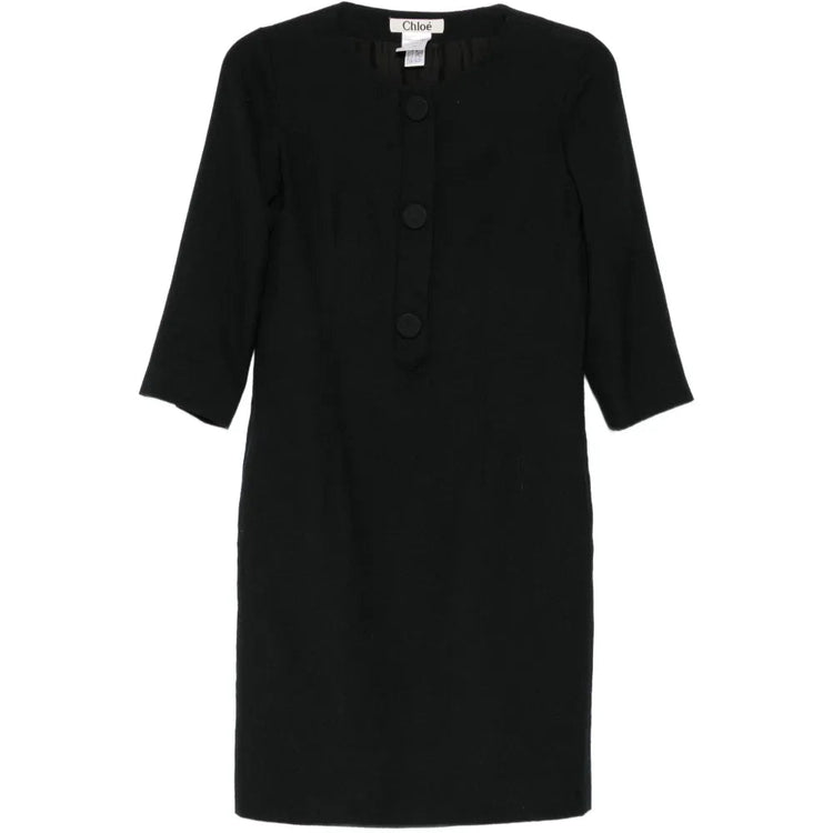 Pre-owned CHLOÉ tailored silk dress showcasing a sleek, elegant design with smooth fabric and sophisticated fit.