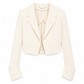 Cream cropped blazer by Chloé, tailored fit with structured lapels and long sleeves, styled on a mannequin.