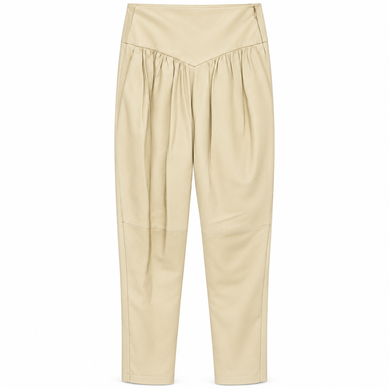 Chloé sage leather trousers featuring a slim fit design with a smooth leather finish and classic waistband.