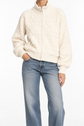 Ecru Christian Dior Macrocannage zipped cardigan made of heavy gauge knit, featuring a front zipper and classic top design.