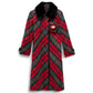 Louis Vuitton Red and green plaid coat with black fur collar 