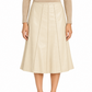 Cream leather Prada A-line skirt displayed, showcasing a smooth, elegant design with a flattering shape and classic style.