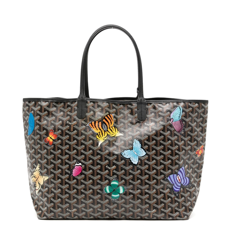 Customised Butterfly Black Monogram St Louis PM Tote