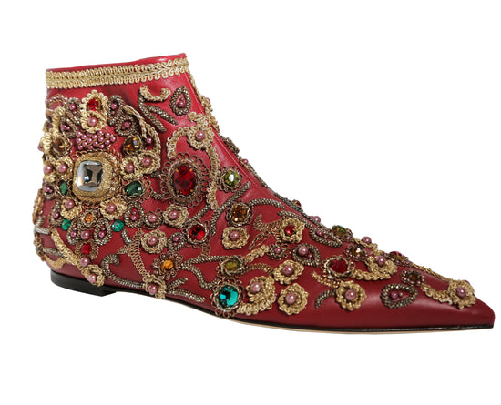 D&G Red Jewelled Ankle Boots