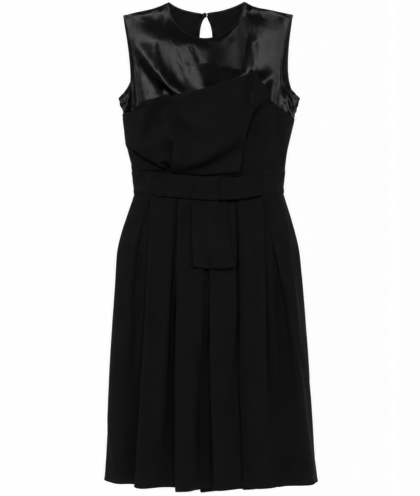 Dior black tulle panel ribbon waist dress featuring satin and crepe fabric, elegant and stylish evening dress display