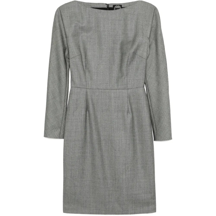 Dior boat neck dress featuring a classic neckline and elegant silhouette, displayed on a mannequin.