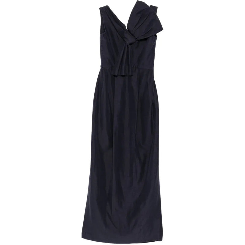 Dior bow detail maxi dress featuring elegant fabric and a stylish bow accent, perfect for formal occasions.