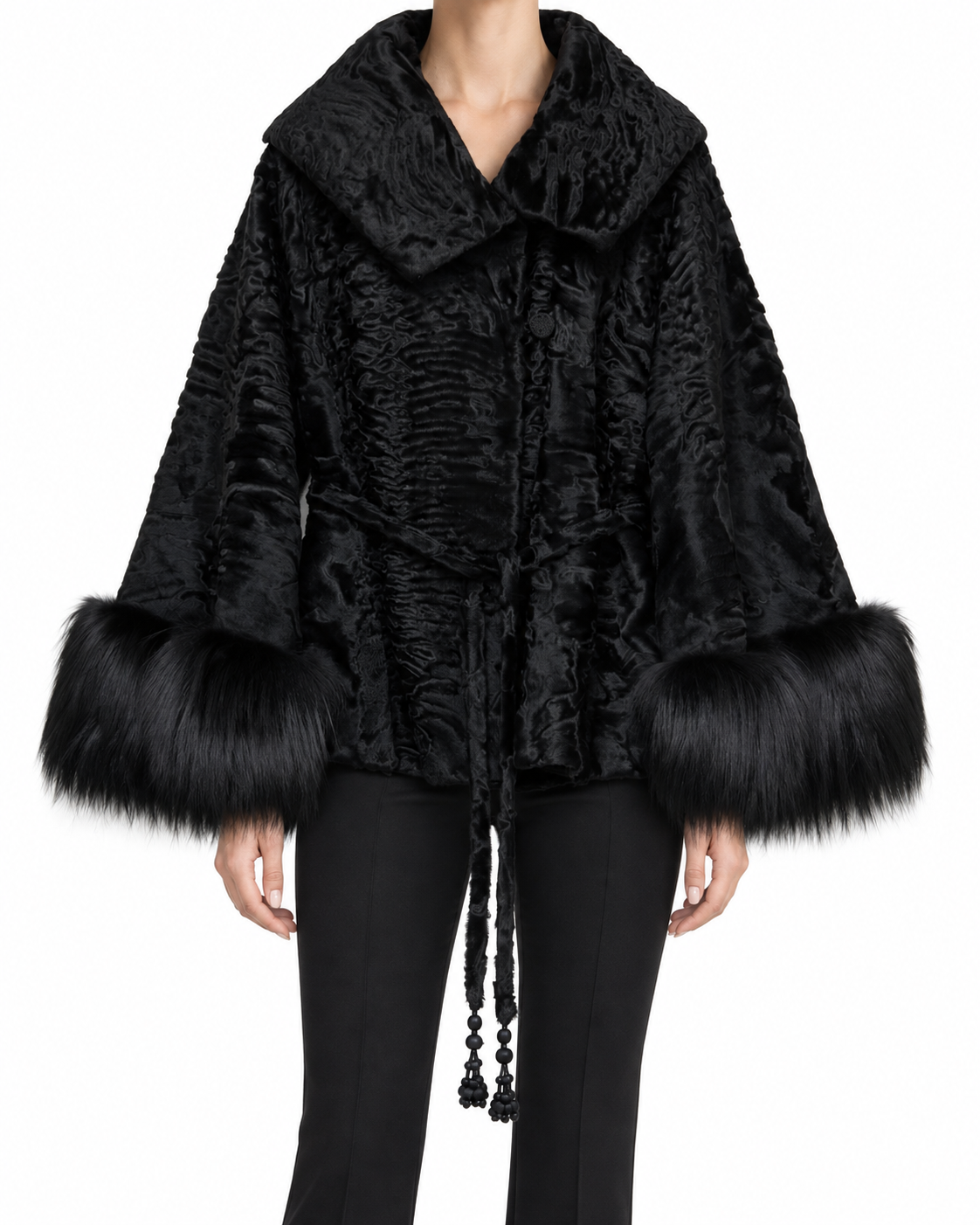 Dior black cuffed jacket displayed on a hanger, showcasing its tailored design and sleek style for modern fashion.