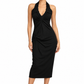 Black Dior halter neck cotton dress featuring a sleek design and fitted silhouette, perfect for elegant occasions.