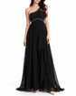Black Dior silk tulle evening dress featuring a one-shoulder design and elegant flowing silhouette.