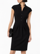 Elegant Dior tailored black wool draped dress, showcasing a sophisticated silhouette and refined craftsmanship.