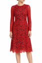 Dolce & Gabbana red floral lace maxi dress featuring intricate lace details and a flowing silhouette.